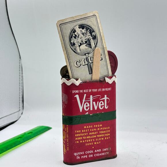 Colonel Mustard Assemblage Art Piece - Fathers Day Velvet Tobacco Tin - Picture 6 of 7